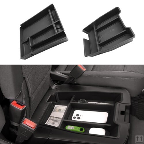 Folding seat organizer with a split bench