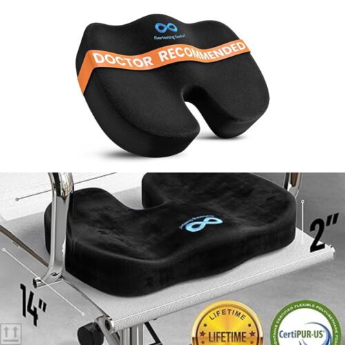 Everlasting Comfort Doctor-Recommended Memory Foam Office Chair Seat Cushions - Tailbone Pain Relief Cushion, Sciatica & Back Support, Office Chair & Car Seat Cushion